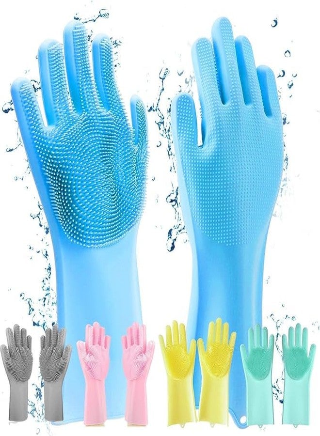 MORIXA Magic Silicone Dishwashing Gloves (1 Pair Multicolour Gloves) - Reusable Silicone Cleaning Hand Gloves for Kitchen, Dishwashing, Pet Grooming, Car Wash & Bathroom Cleaning - Image 1